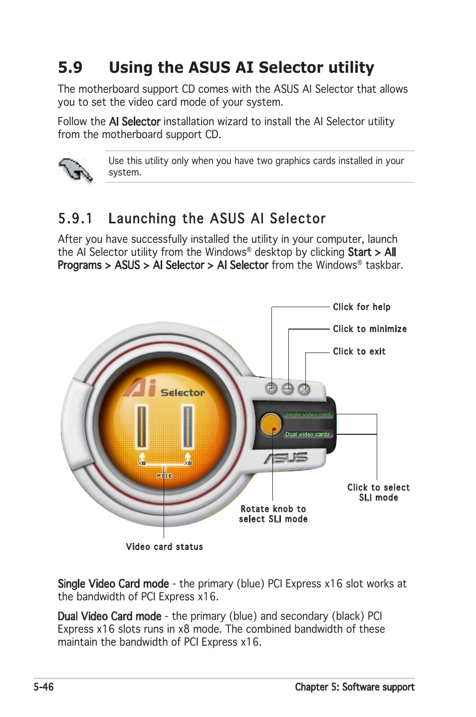 9 using the asus ai selector utility, 1 launching the asus ai selector | Asus Motherboard A8N-SLI Premium User Manual | Page 164 / 182