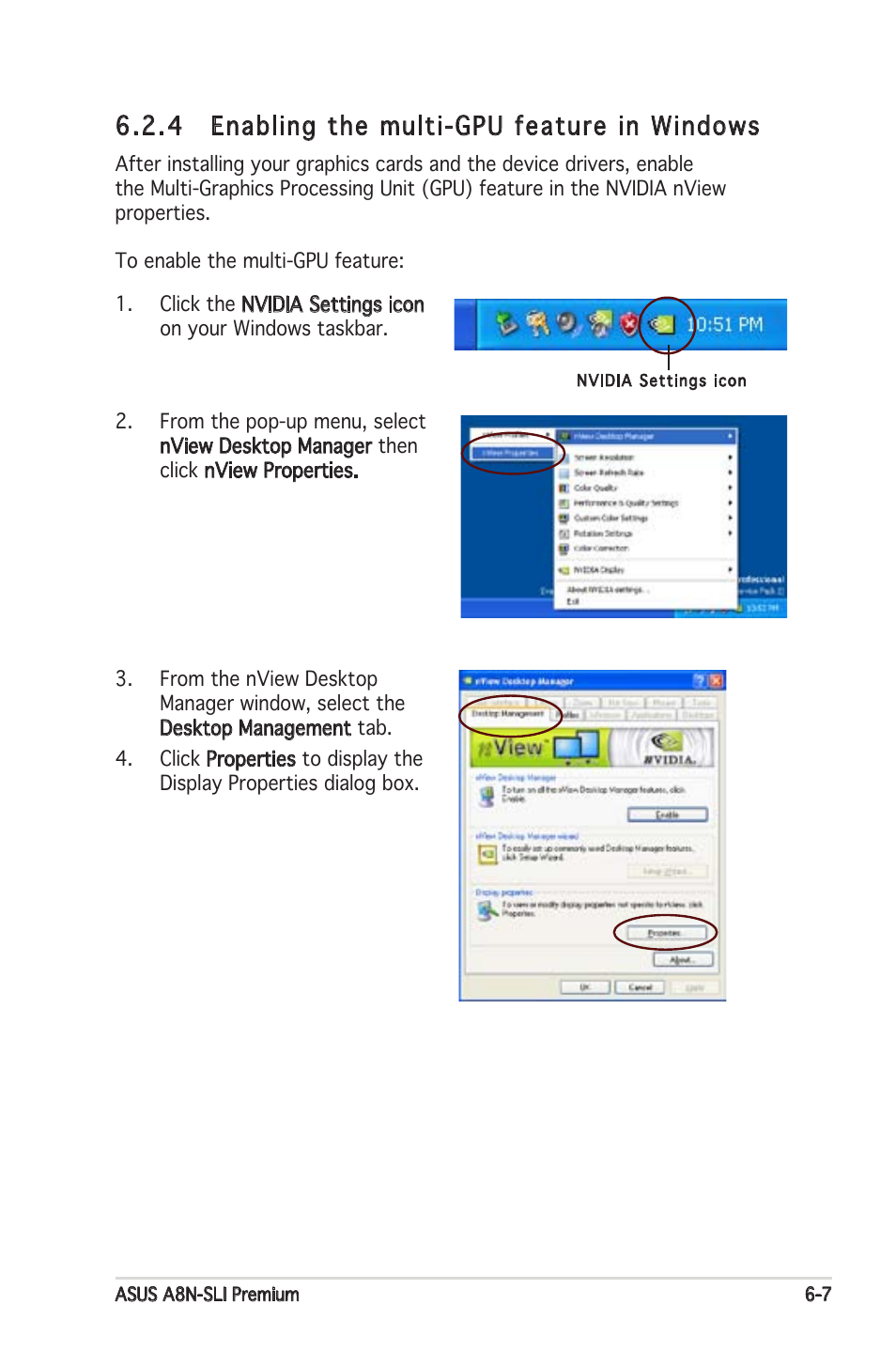 4 enabling the multi-gpu feature in windows | Asus Motherboard A8N-SLI Premium User Manual | Page 175 / 182