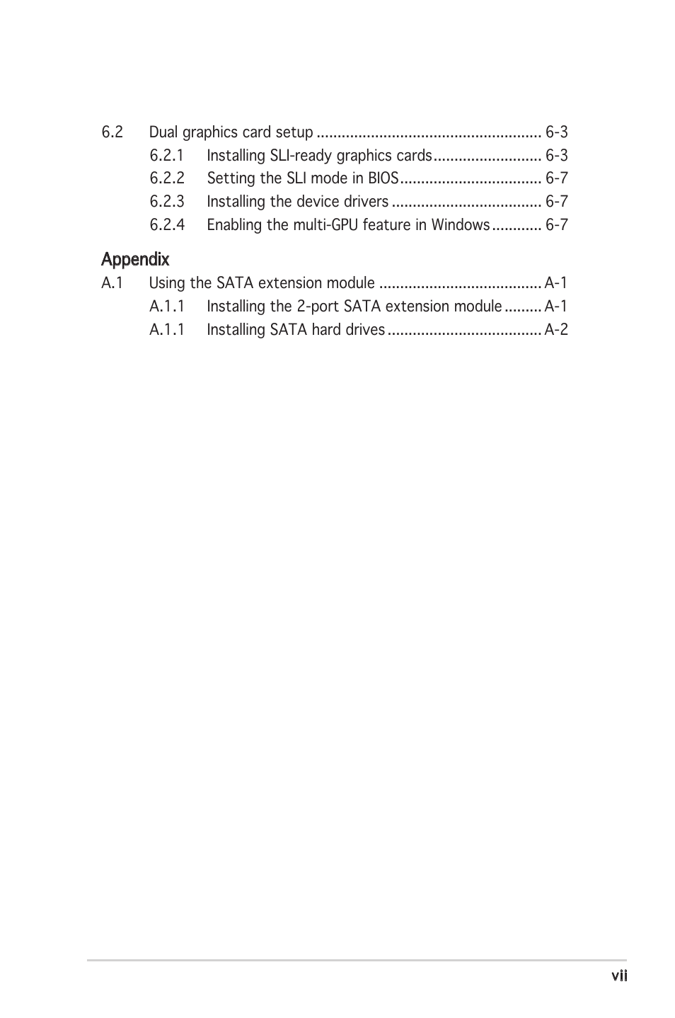 Asus Motherboard A8N-SLI Premium User Manual | Page 7 / 182