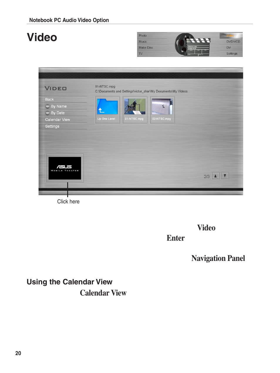 Video | Asus E1897 User Manual | Page 20 / 31