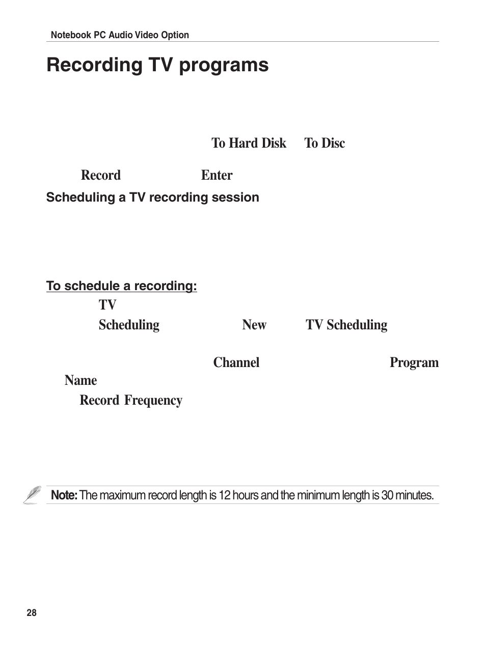 Recording tv programs | Asus E1897 User Manual | Page 28 / 31