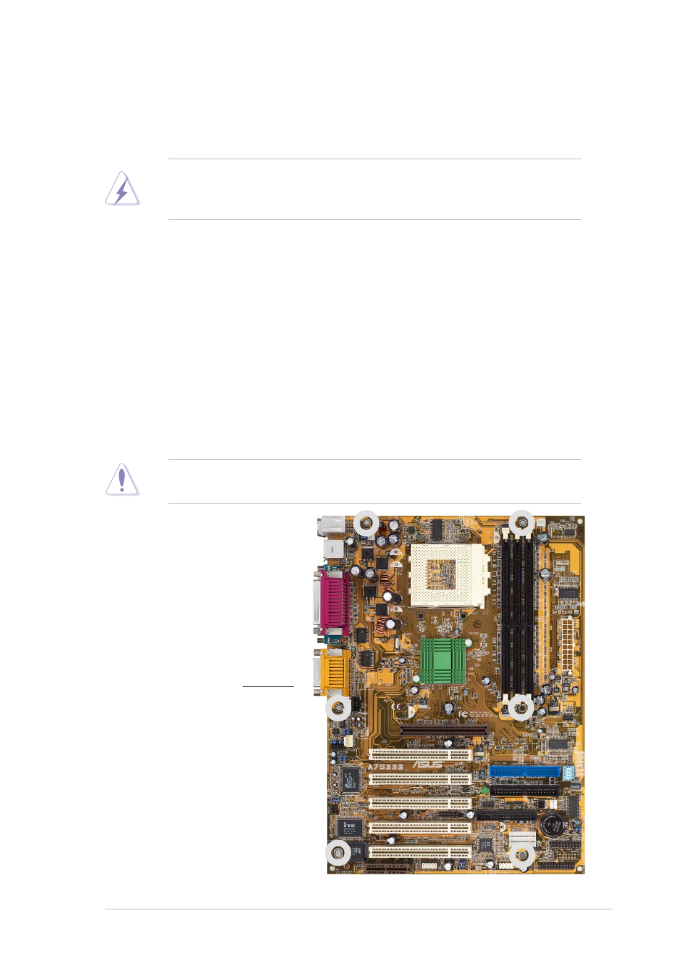 1 motherboard installation, 1 placement direction, 2 screw holes | Asus A7S333 User Manual | Page 19 / 126