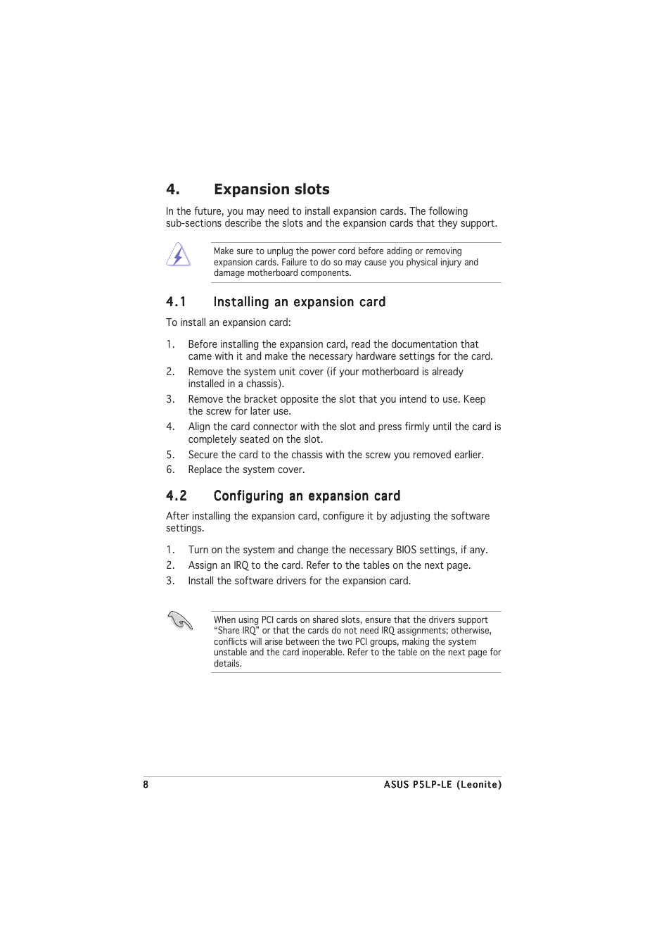 Expansion slots | Asus Leonite P5LP-LE User Manual | Page 12 / 26