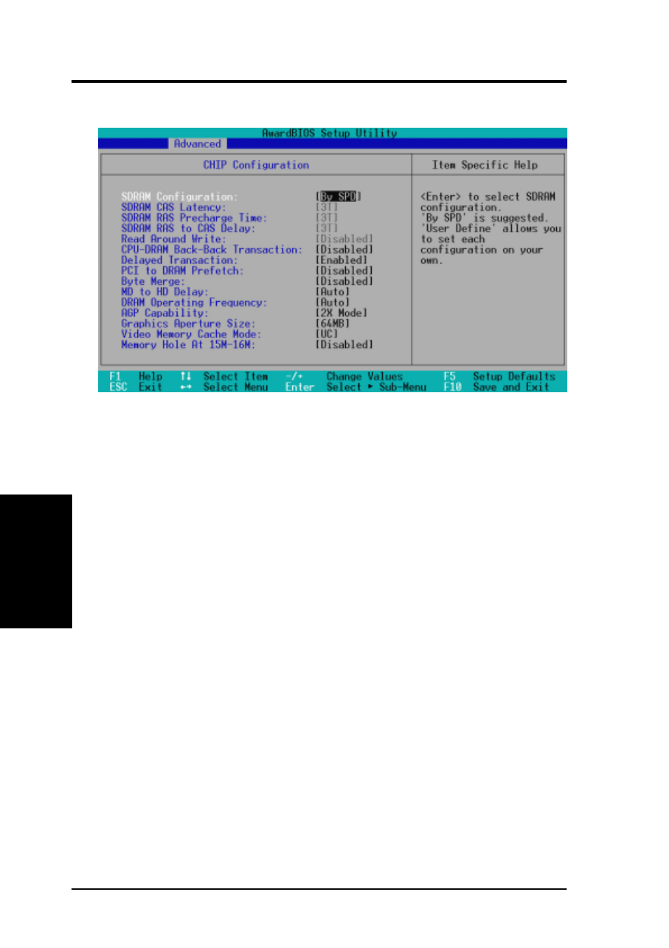 Bios setup, 1 chip configuration | Asus P3V133 User Manual | Page 56 / 96