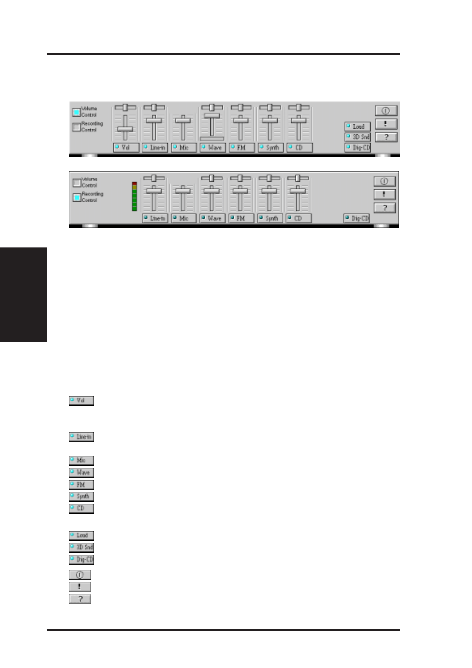 B. audio utilities, Mixer, Controls | Asus CMI8330 User Manual | Page 8 / 8