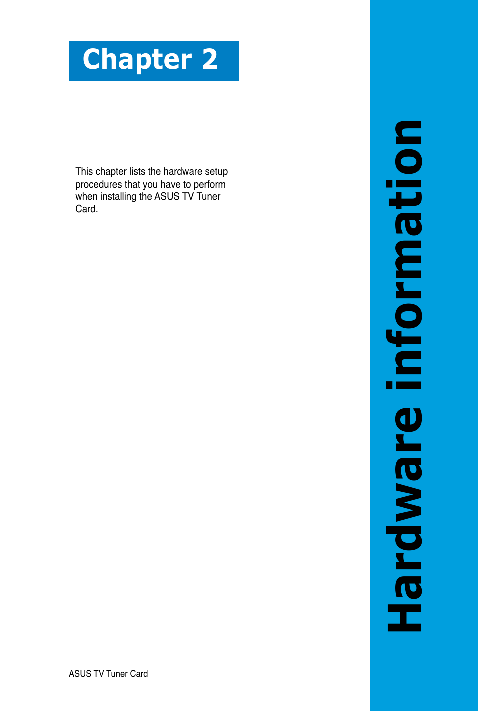 Hardware information, Chapter 2 | Asus U3000I User Manual | Page 11 / 18
