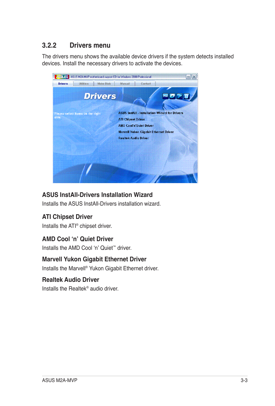 2 drivers menu | Asus M2A-MVP User Manual | Page 101 / 106