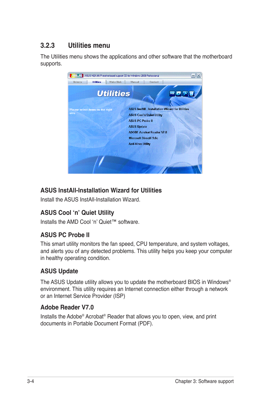 3 utilities menu | Asus M2A-MVP User Manual | Page 102 / 106