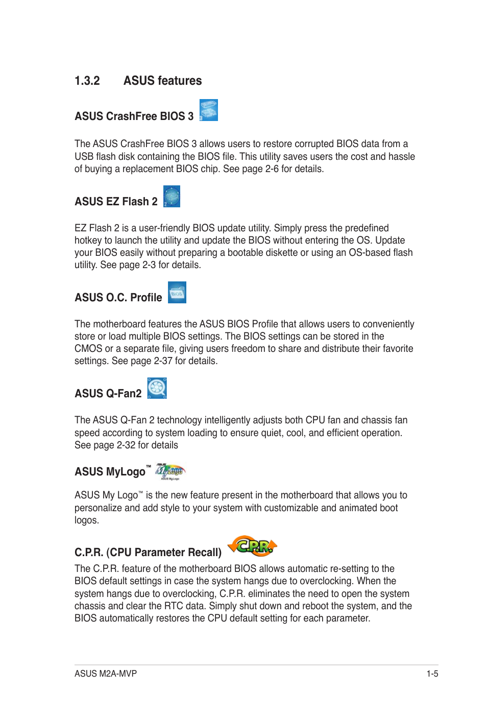 2 asus features | Asus M2A-MVP User Manual | Page 17 / 106