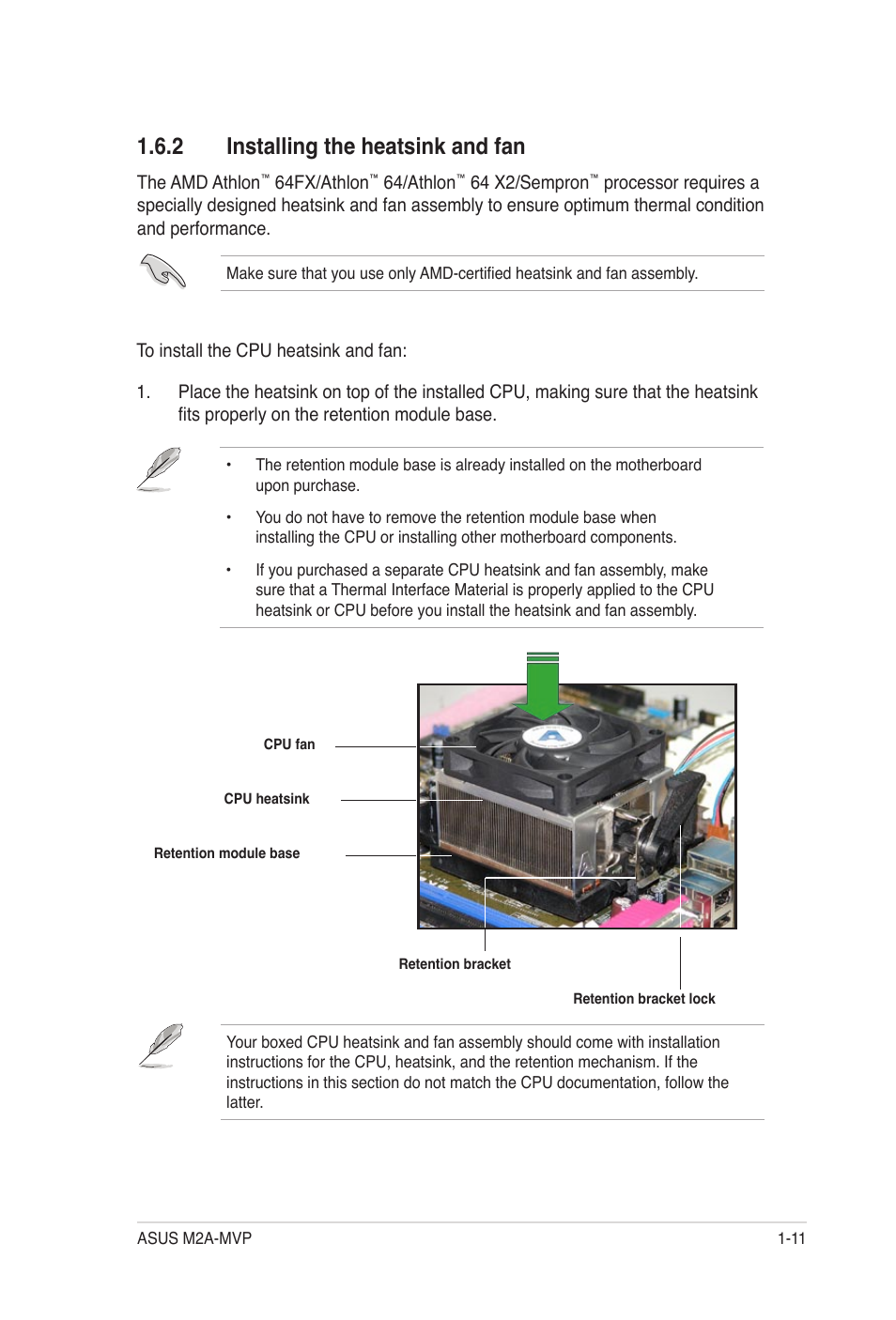 2 installing the heatsink and fan | Asus M2A-MVP User Manual | Page 23 / 106