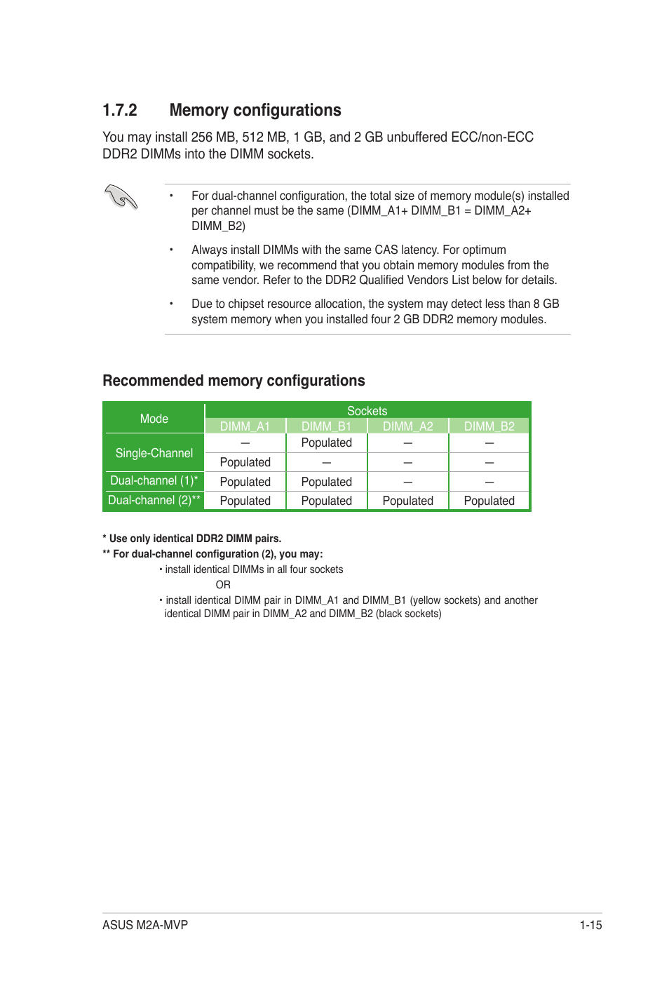 2 memory configurations | Asus M2A-MVP User Manual | Page 27 / 106