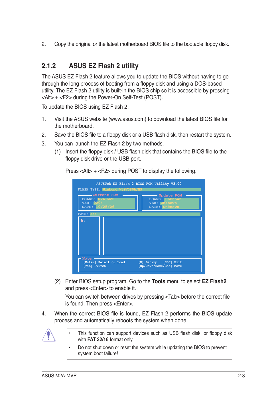 2 asus ez flash 2 utility | Asus M2A-MVP User Manual | Page 51 / 106