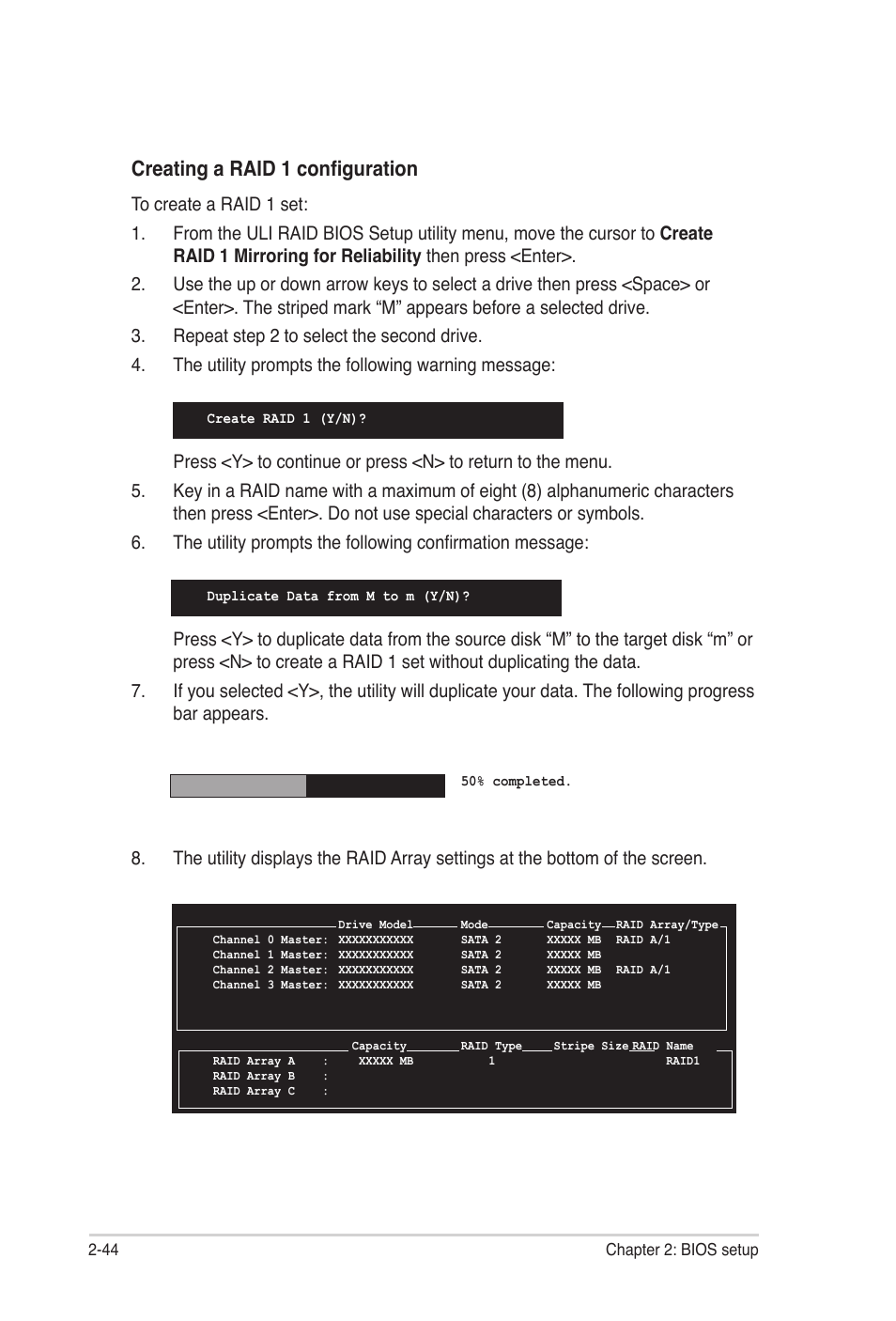 Creating a raid 1 configuration | Asus M2A-MVP User Manual | Page 92 / 106