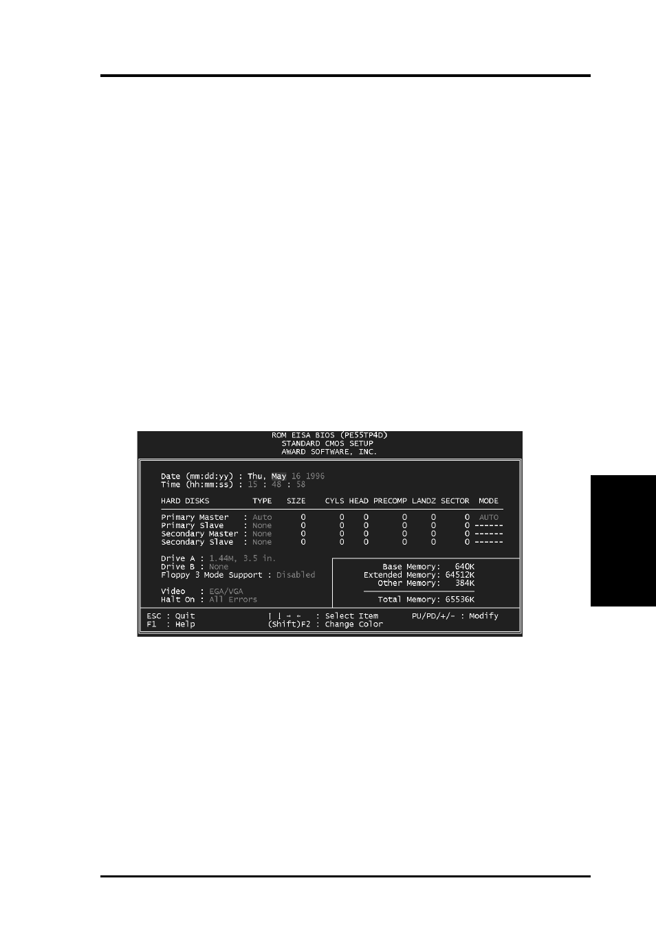 Iv. bios software, Standard cmos setup | Asus P/E-P55T2P4D User Manual | Page 34 / 63