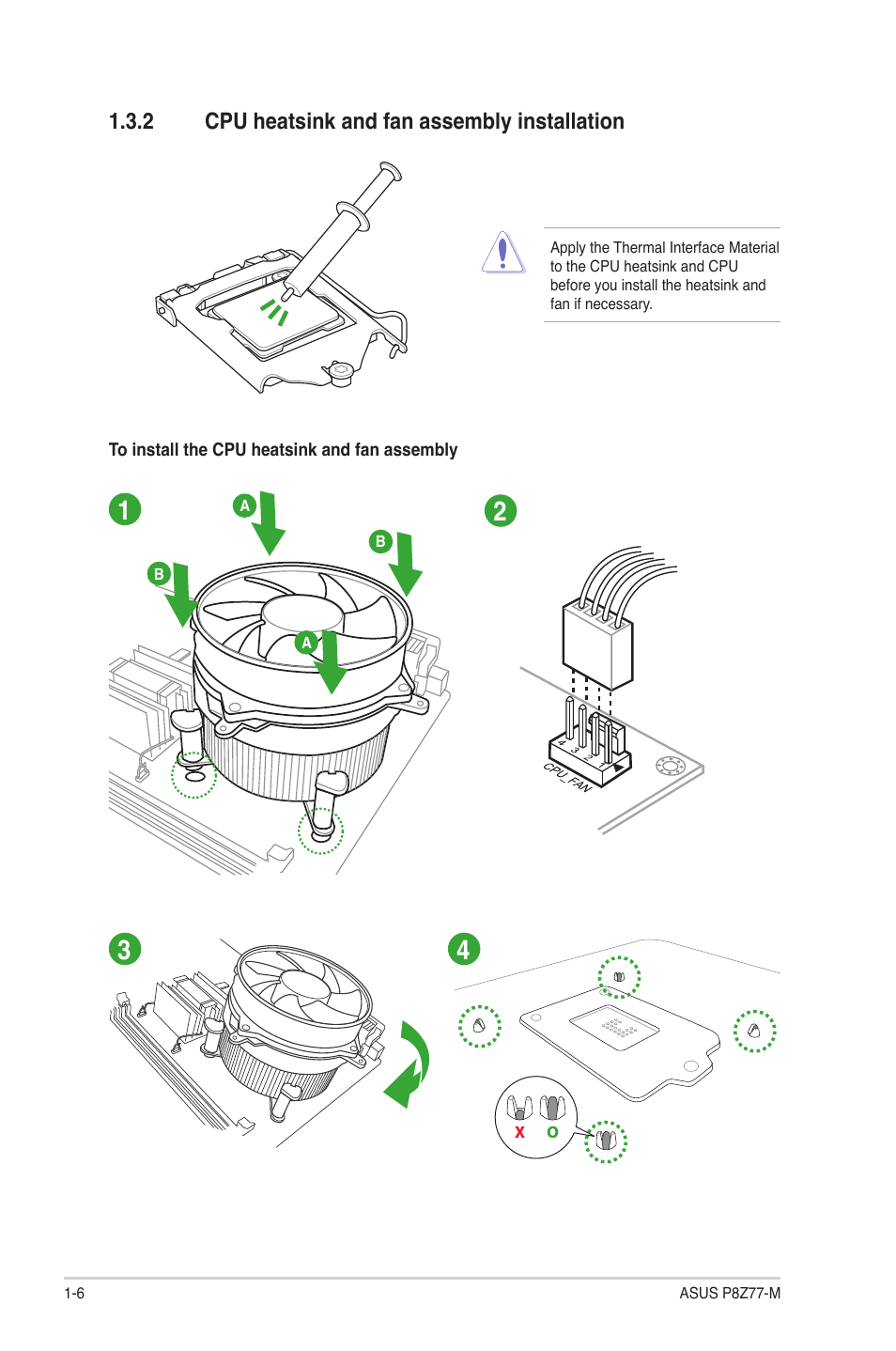 2 cpu heatsink and fan assembly installation, Cpu heatsink and fan assembly installation -6 | Asus Motherboard P8Z77-M User Manual | Page 16 / 74