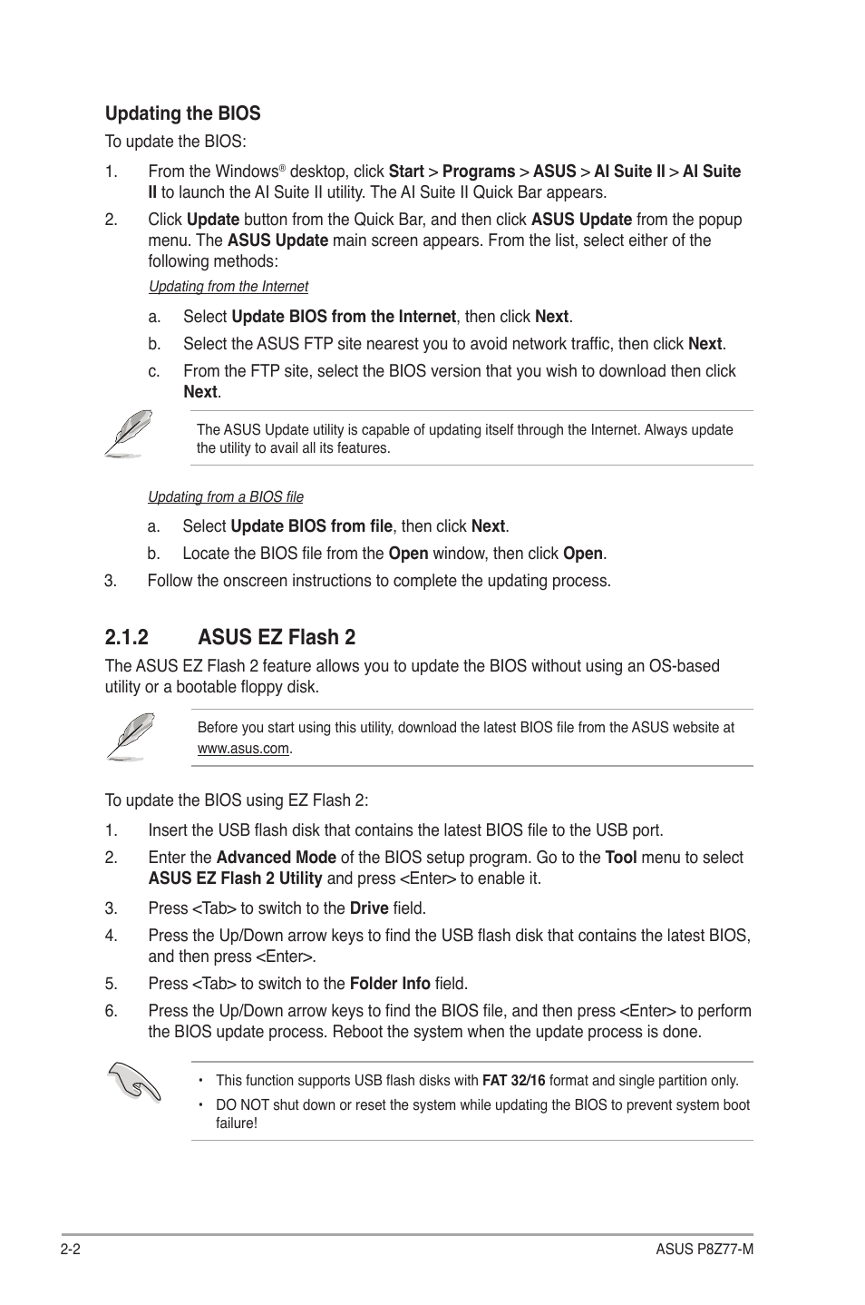 2 asus ez flash 2, Asus ez flash 2 -2 | Asus Motherboard P8Z77-M User Manual | Page 42 / 74