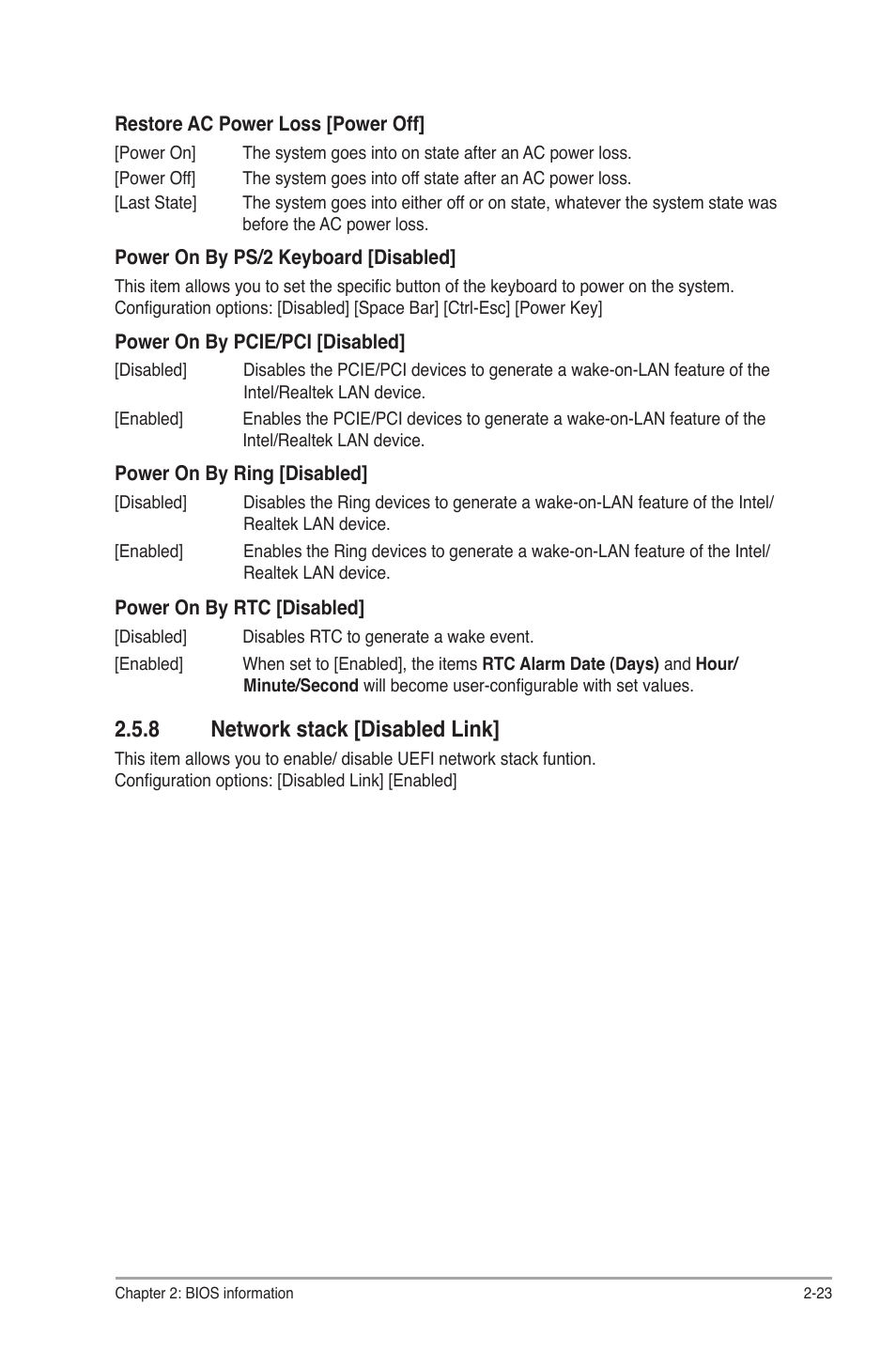 8 network stack [disabled link, Network stack [disabled link] -23 | Asus Motherboard P8Z77-M User Manual | Page 63 / 74