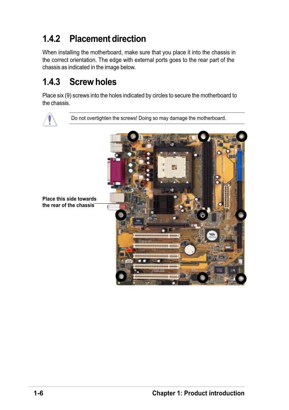 2 placement direction, 3 screw holes | Asus K8V-F User Manual | Page 16 / 66