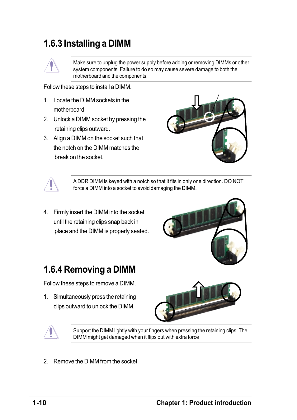 3 installing a dimm, 4 removing a dimm | Asus K8V-F User Manual | Page 20 / 66