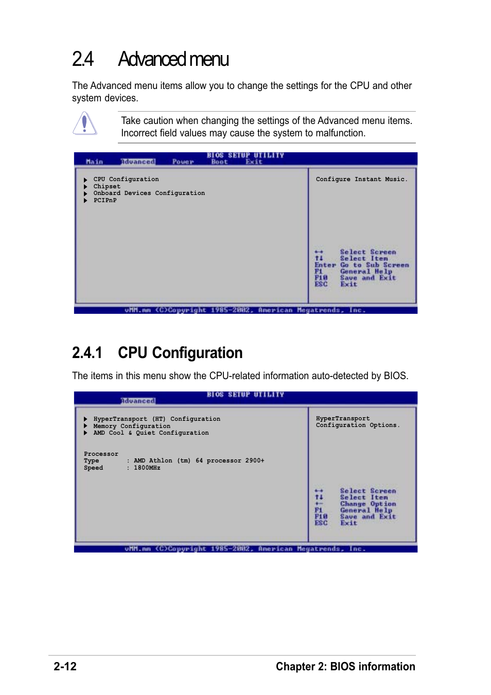 4 advanced menu, 1 cpu configuration | Asus K8V-F User Manual | Page 46 / 66