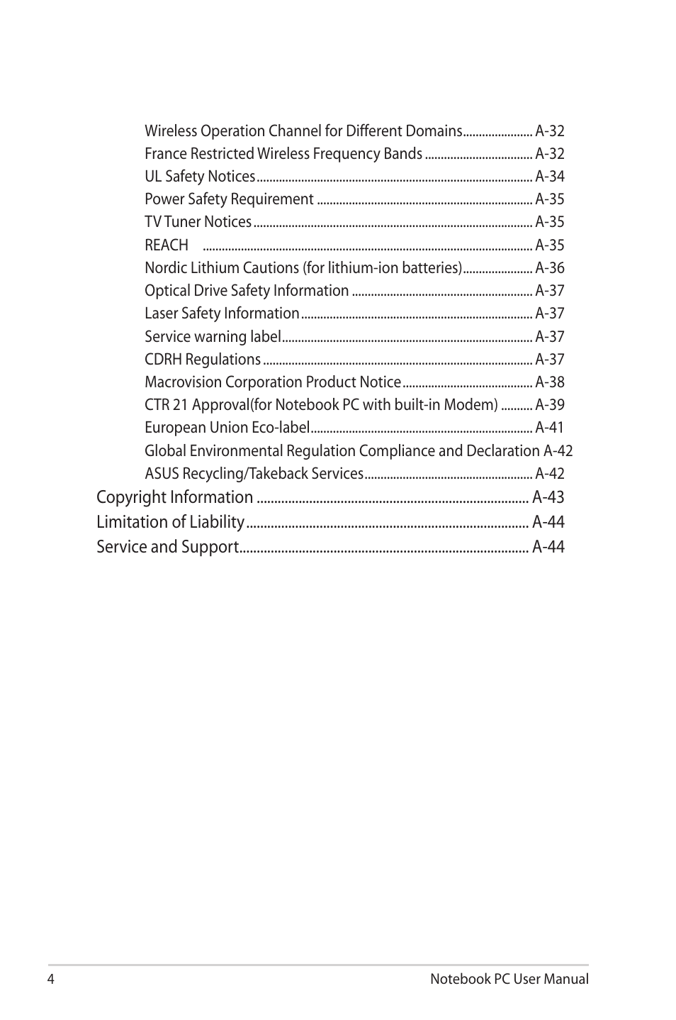 Asus E7169 User Manual | Page 4 / 122