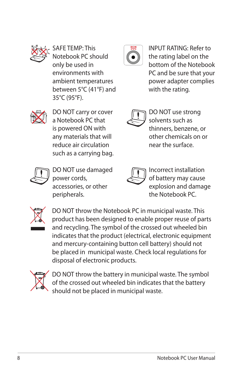 Asus E7169 User Manual | Page 8 / 122