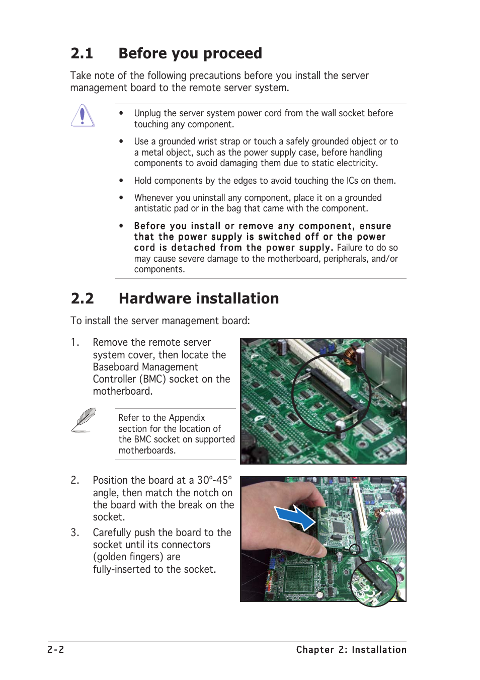 2 hardware installation, 1 before you proceed | Asus ASMB2 User Manual | Page 16 / 62