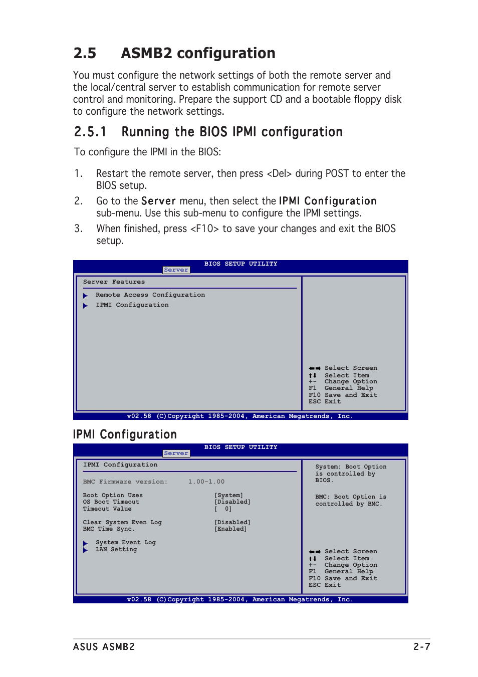 5 asmb2 configuration, Ipmi configuration | Asus ASMB2 User Manual | Page 21 / 62