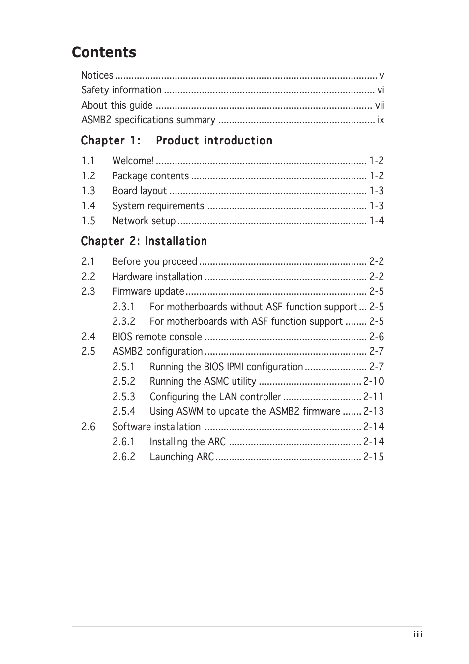 Asus ASMB2 User Manual | Page 3 / 62