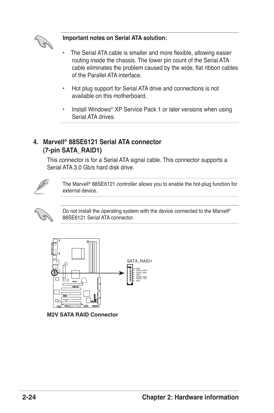 24 chapter 2: hardware information, Marvell | Asus M2V User Manual | Page 45 / 117