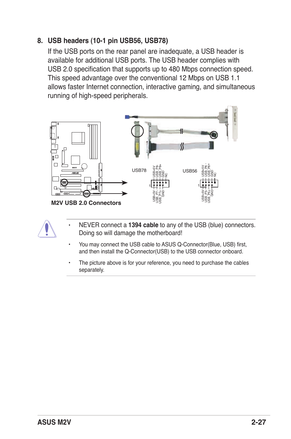 M2v usb 2.0 connectors | Asus M2V User Manual | Page 48 / 117