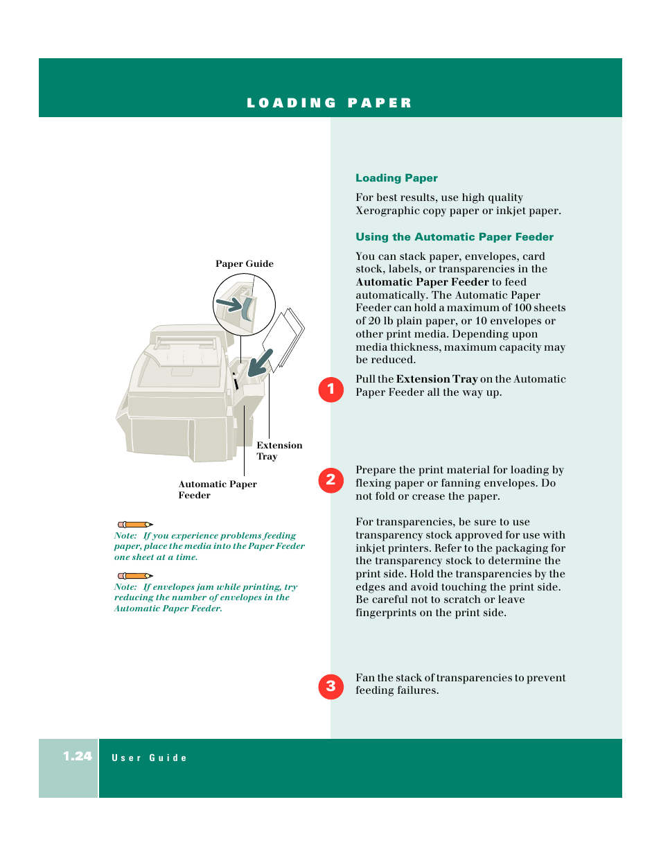 Loading paper | Xerox WorkCentre XK50cx-9578 User Manual | Page 32 / 90