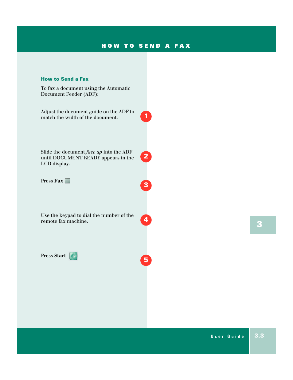 How to send a fax | Xerox WorkCentre XK50cx-9578 User Manual | Page 49 / 90