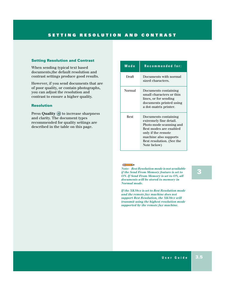 Setting resolution and contrast | Xerox WorkCentre XK50cx-9578 User Manual | Page 51 / 90