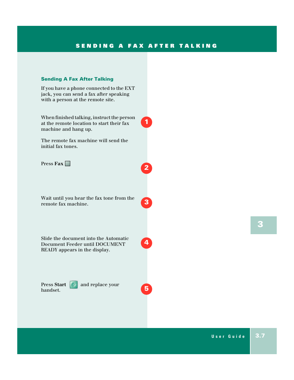 Sending a fax after talking | Xerox WorkCentre XK50cx-9578 User Manual | Page 53 / 90