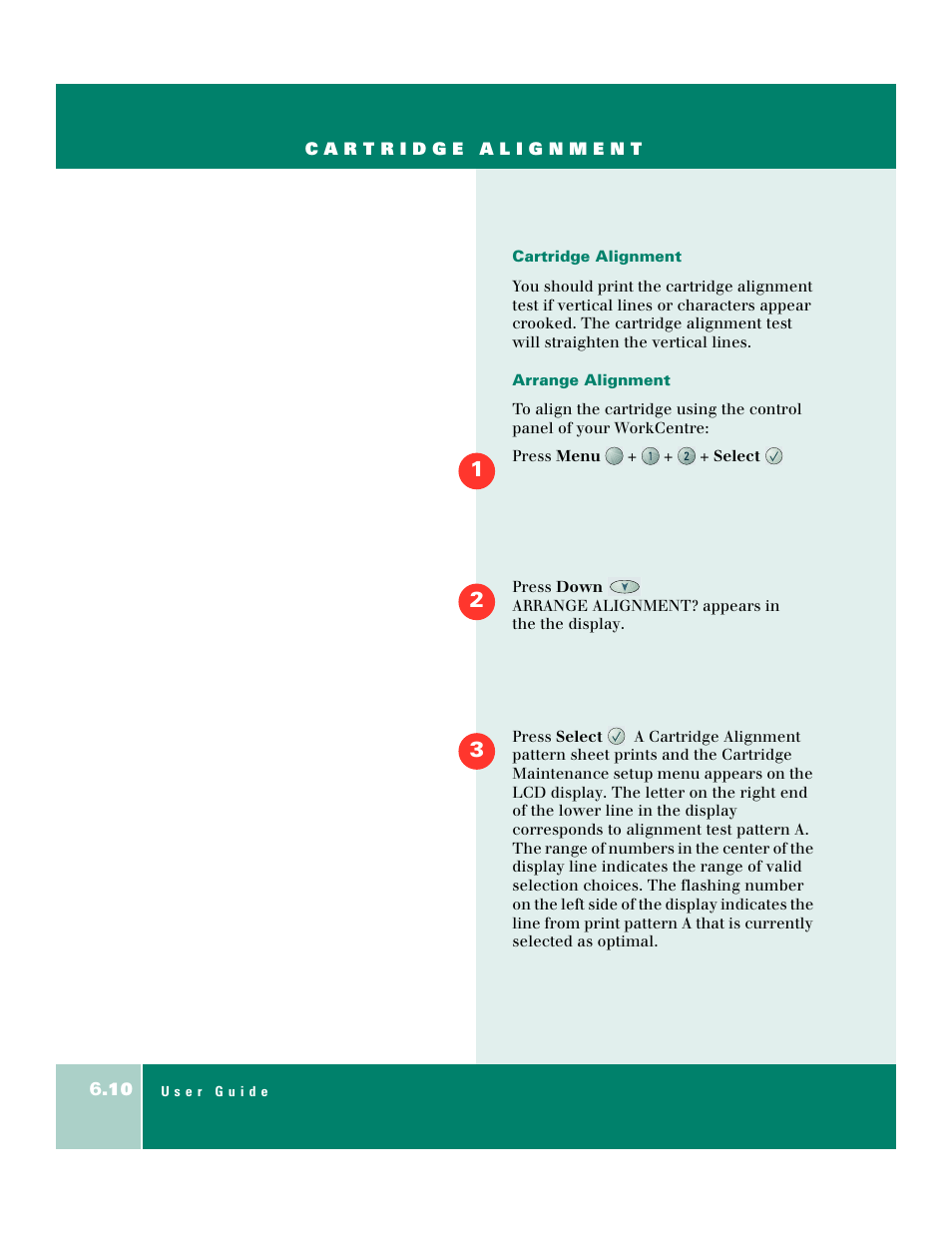 Cartridge alignment | Xerox WorkCentre XK50cx-9578 User Manual | Page 74 / 90