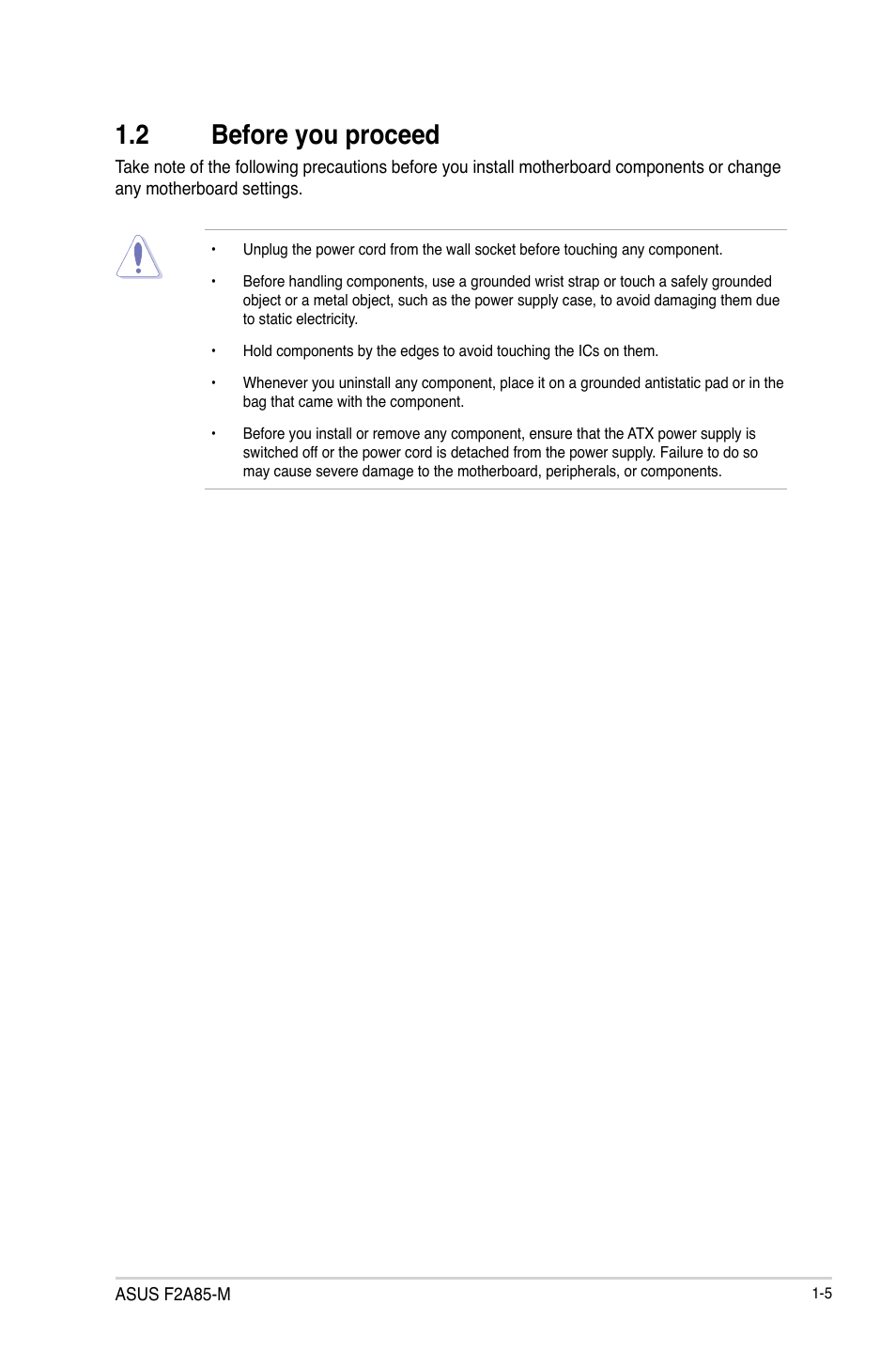 2 before you proceed, Before you proceed -5 | Asus Motherboard F2A85-M User Manual | Page 17 / 86