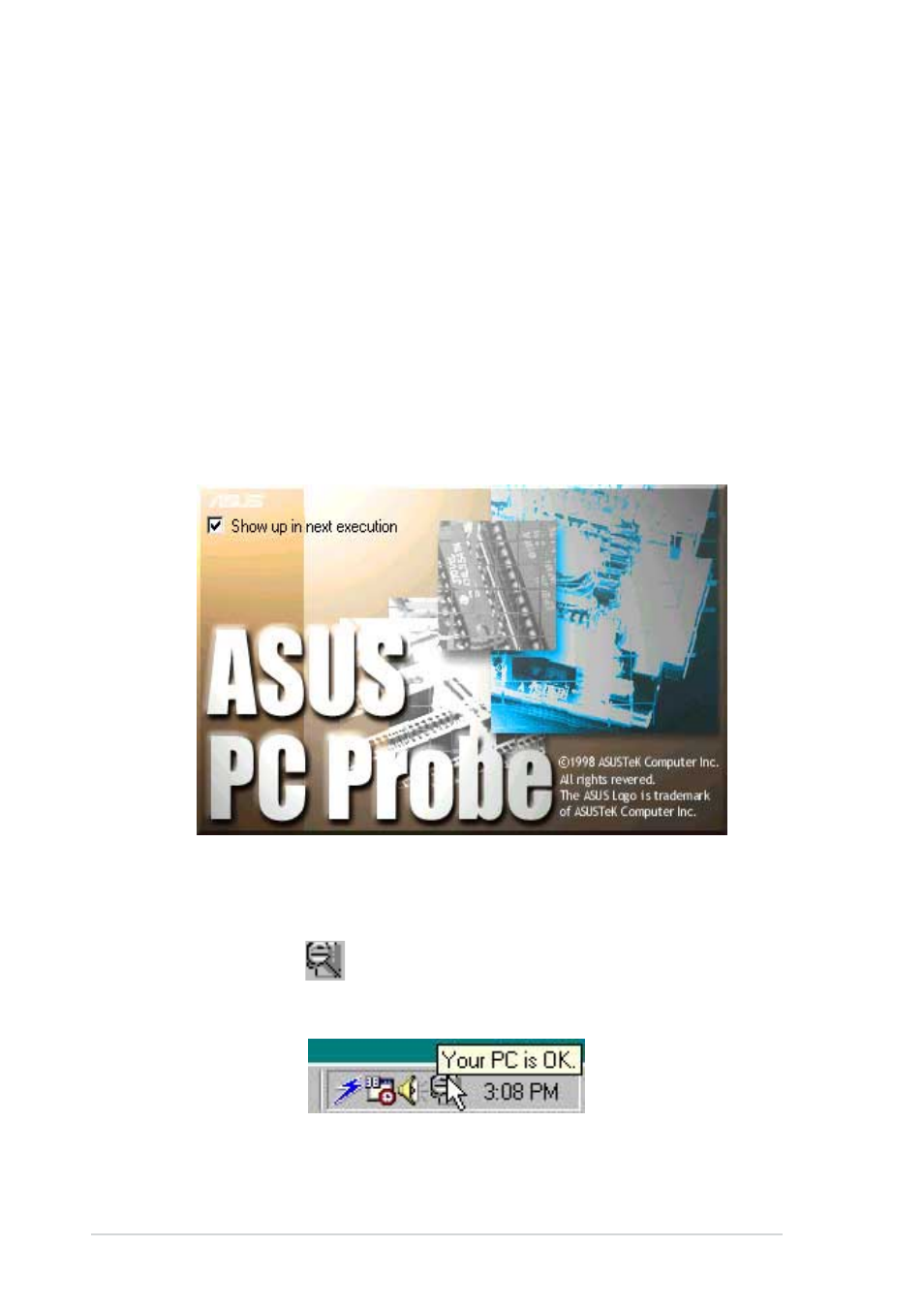 3 asus pc probe | Asus Motherboard A7V8X User Manual | Page 112 / 142