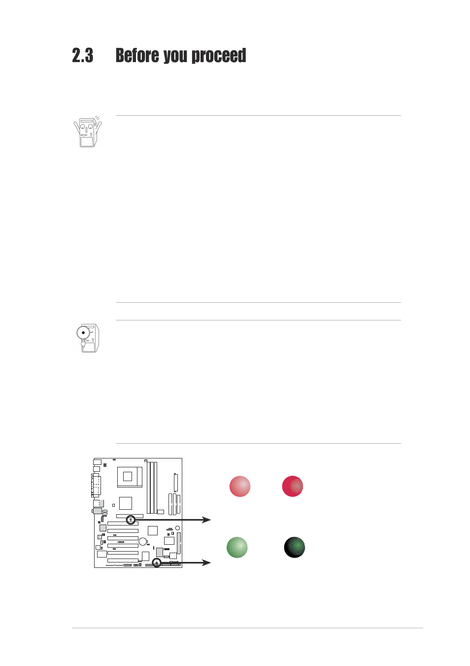 3 before you proceed, Asus a7v8x motherboard user guide 2-3 | Asus Motherboard A7V8X User Manual | Page 29 / 142