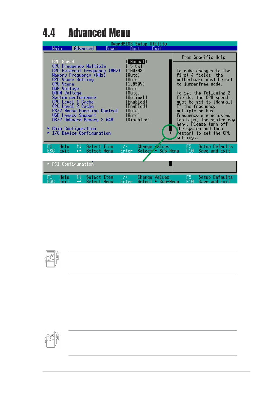 4 advanced menu | Asus Motherboard A7V8X User Manual | Page 79 / 142