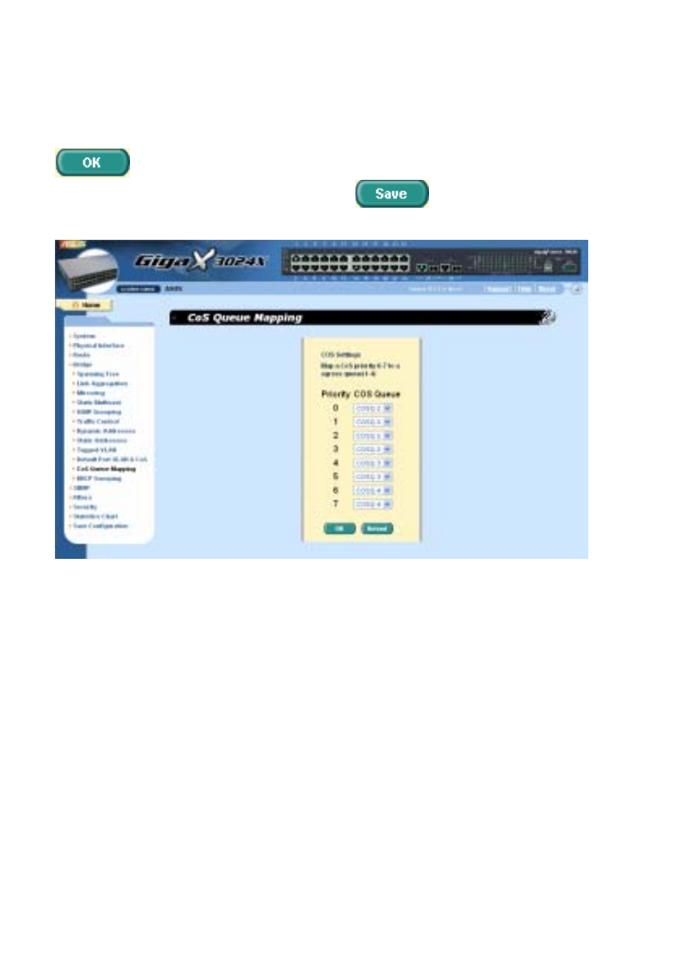 11 cos queue mapping, 12 dhcp snooping | Asus GigaX User Manual | Page 56 / 137