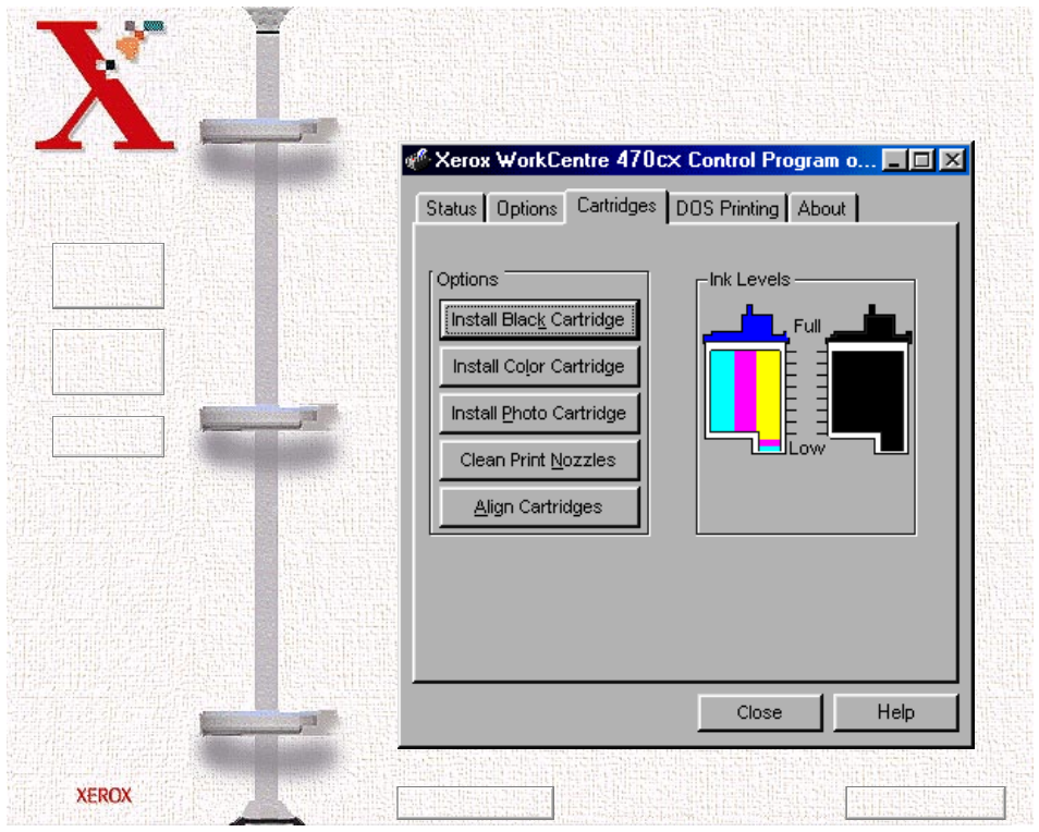 Using the cartridges tab | Xerox WorkCentre 470cx-9904 User Manual | Page 165 / 328