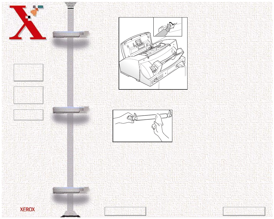 C) pull the roller upward and out of the machine, Pull the roller upward and out of the machine | Xerox WorkCentre 470cx-9904 User Manual | Page 259 / 328