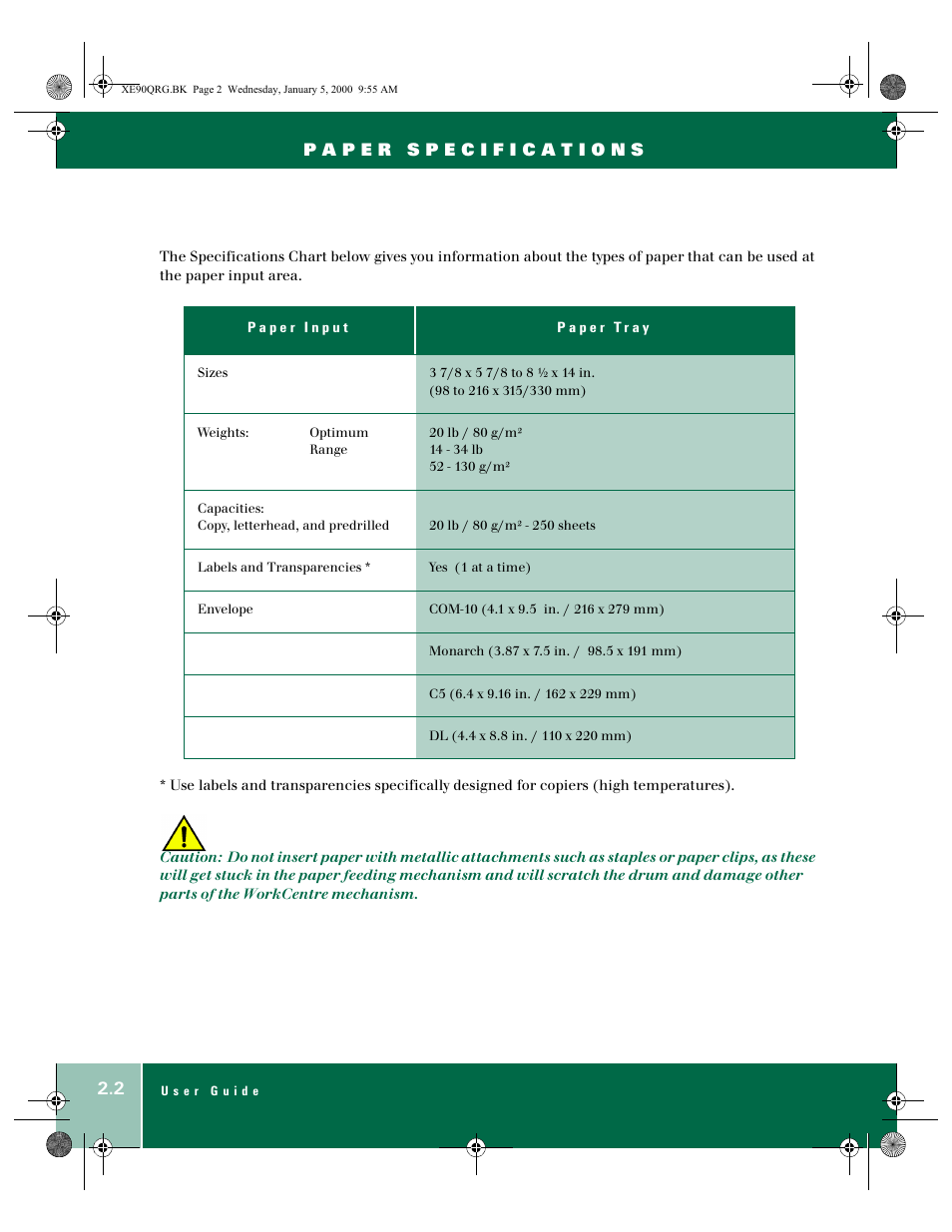 Xerox WorkCentre XE90fx-9907 User Manual | Page 10 / 60