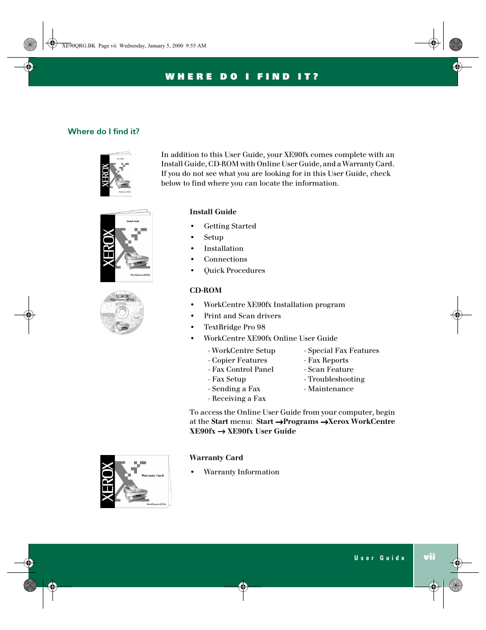 Xerox WorkCentre XE90fx-9907 User Manual | Page 5 / 60