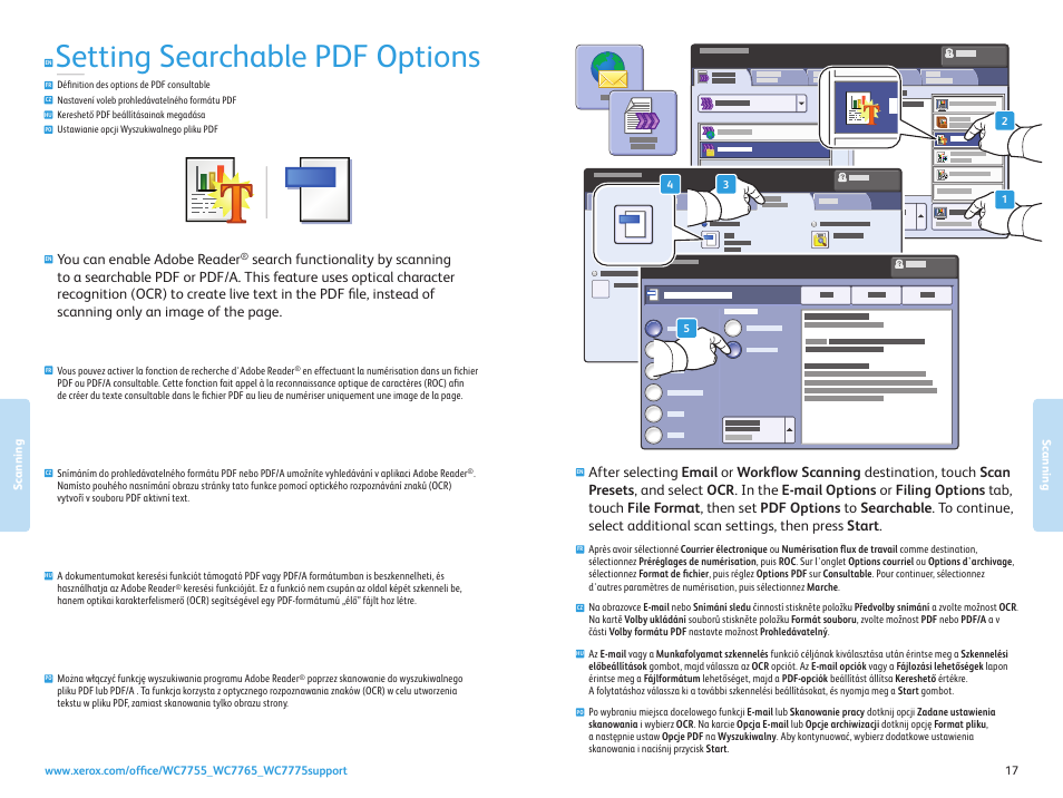 Setting searchable pdf options, You can enable adobe reader | Xerox WorkCentre 7755-7765-7775 with built-in controller-3750 User Manual | Page 17 / 20