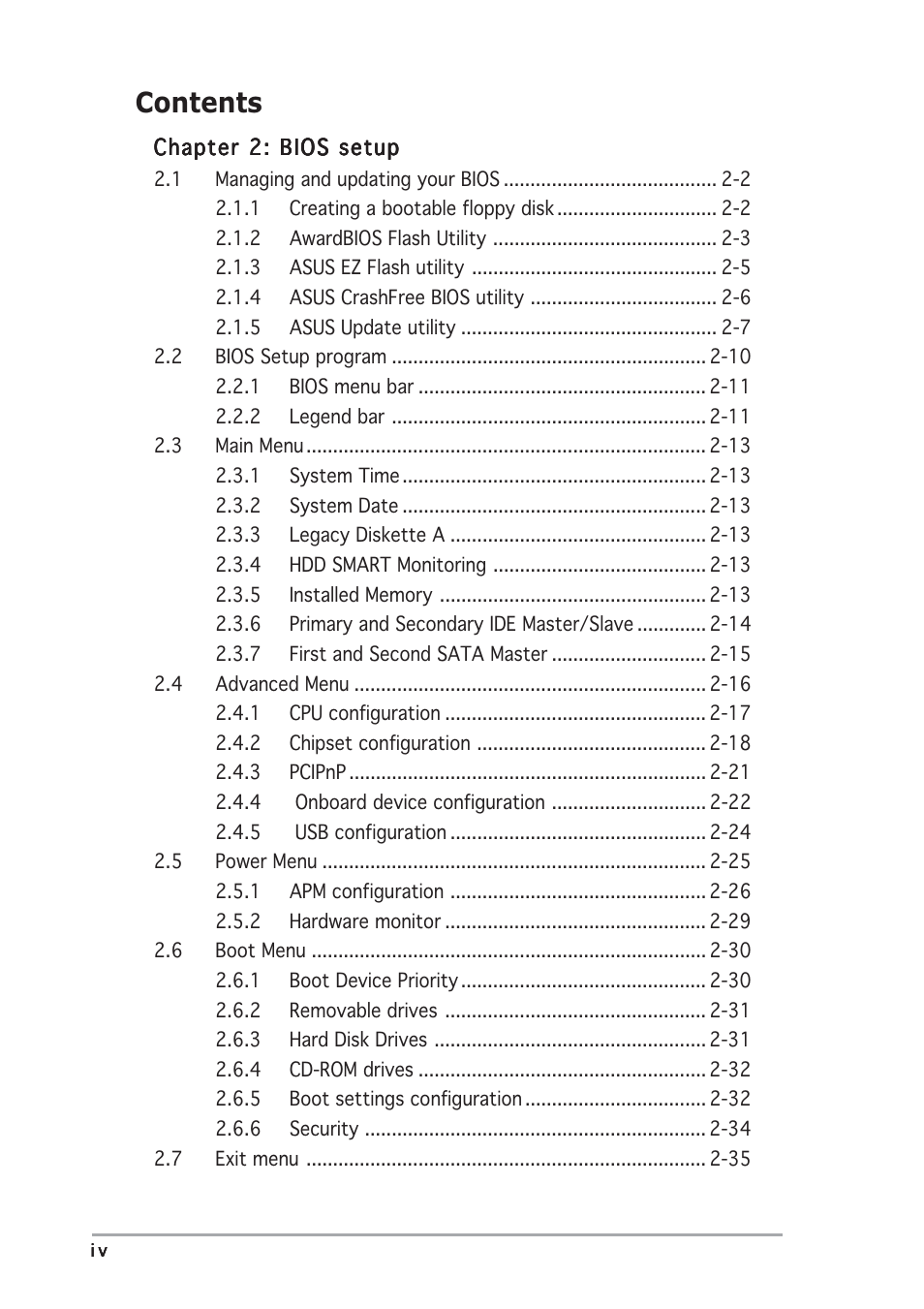 Asus Motherboard A7S8X-MX User Manual | Page 4 / 84