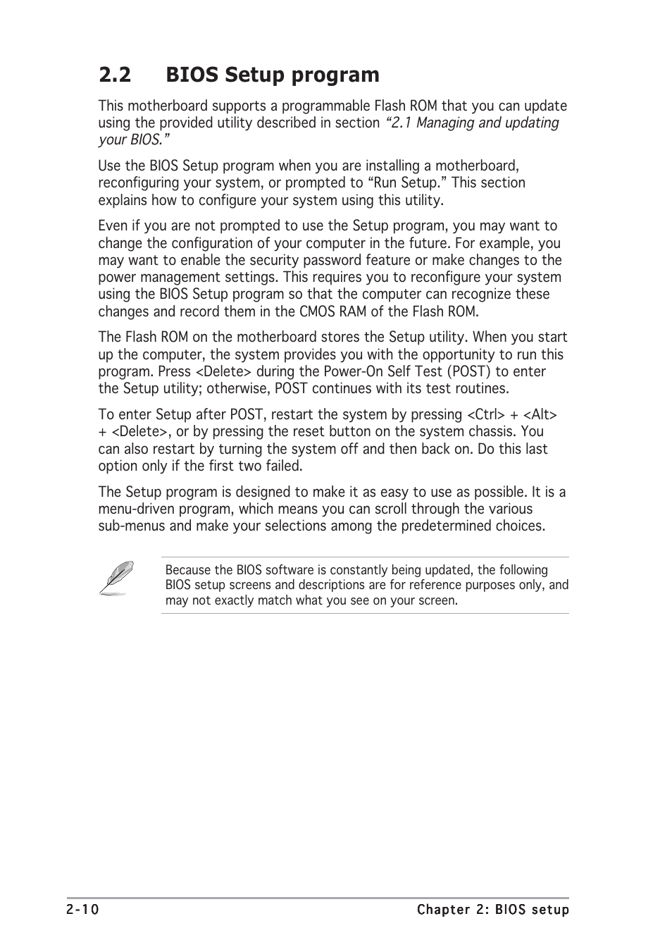 2 bios setup program | Asus Motherboard A7S8X-MX User Manual | Page 52 / 84