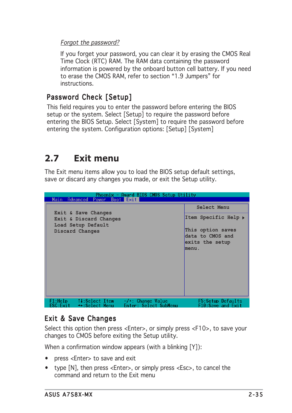 7 exit menu | Asus Motherboard A7S8X-MX User Manual | Page 77 / 84