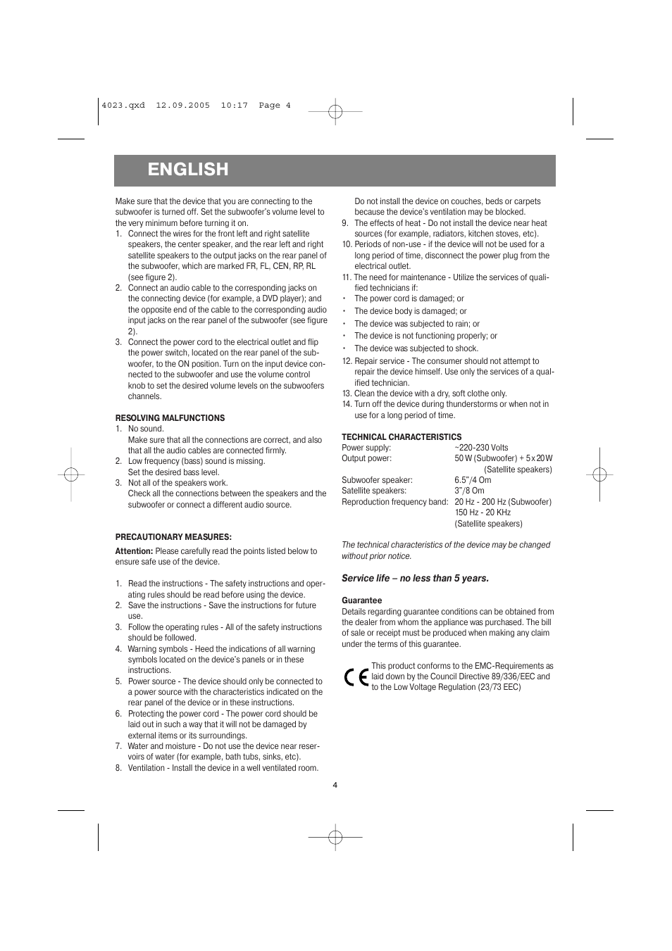 English | Vitek VT-4023 BN User Manual | Page 4 / 12